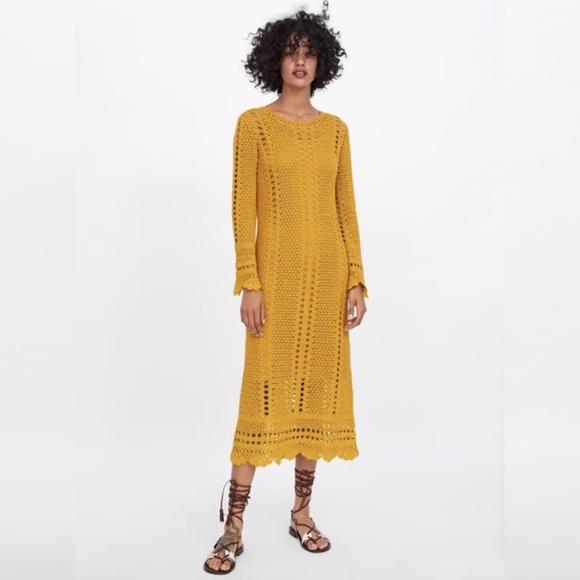 Zara Long Sleeved Crochet Dress 